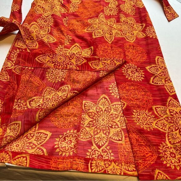Sag Harbor Women's Sleeveless Maxi Dress Wrap Bodice Orange/Red Floral 12P - Picture 13 of 13